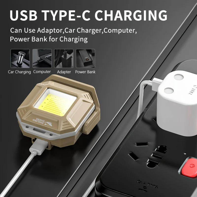 Imagem -05 - Super Brilhante Edc Cob Luz de Trabalho Portátil Mini Ímã Dobrável Suporte Chaveiro Luz Usb-c Recarregável Pequena Lanterna Acampamento