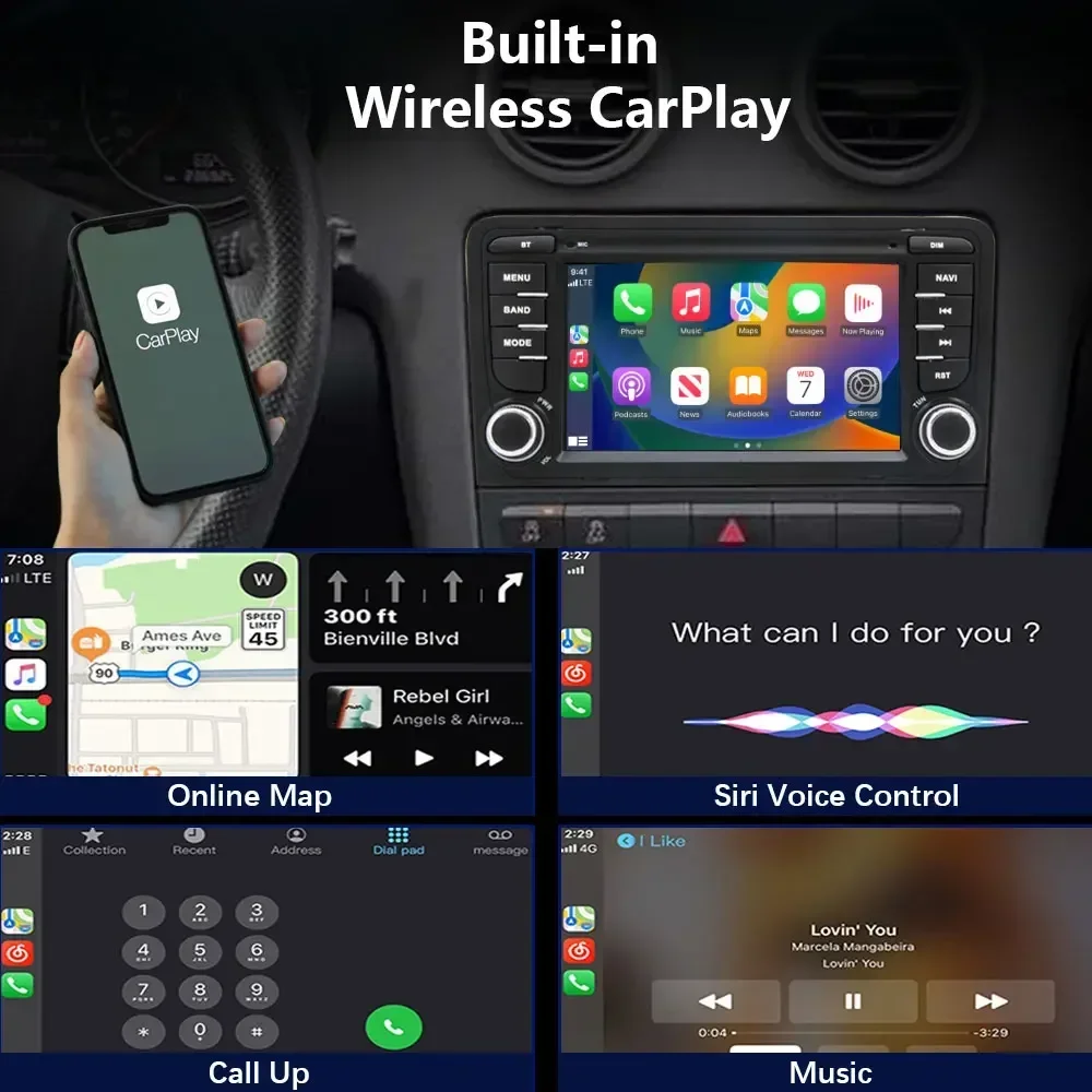 CHSTEK Car Autoradio For Audi A3 8P RS3 S3 Sportback 2003-2013 Android System GPS WIFI 4G DSP Handsfree Swap Wireless Carplay FM