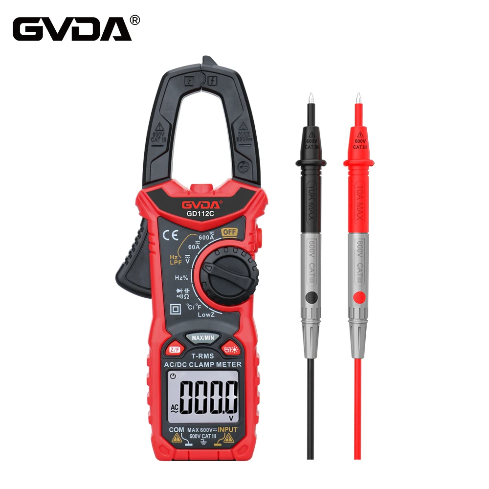 GVDA Digital Clamp Meter DC AC Current Multimeter True RMS 6000 Counts Pliers Ammeter Resistance Frequency Tester Voltage Tester