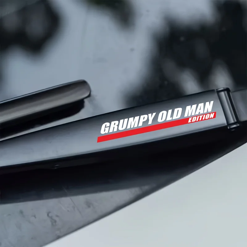 

1set Grumpy Old Man Edition Matte Vinyl Sticker Self-Adhesive Decal for Car Windshield Wiper Body Scratch Cover