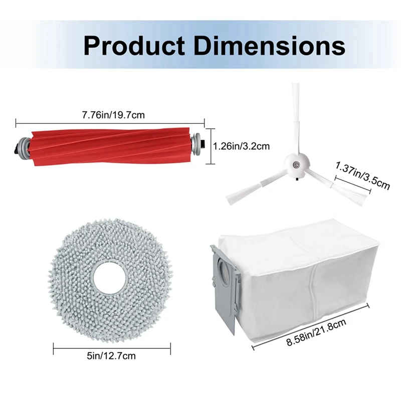 17PCS Replacement Parts Kit For Roborock Q Revo /Roborock P10 A7400RR Robot Vacuum Cleaner Main Side Brushes Dust Bags Mop Pad