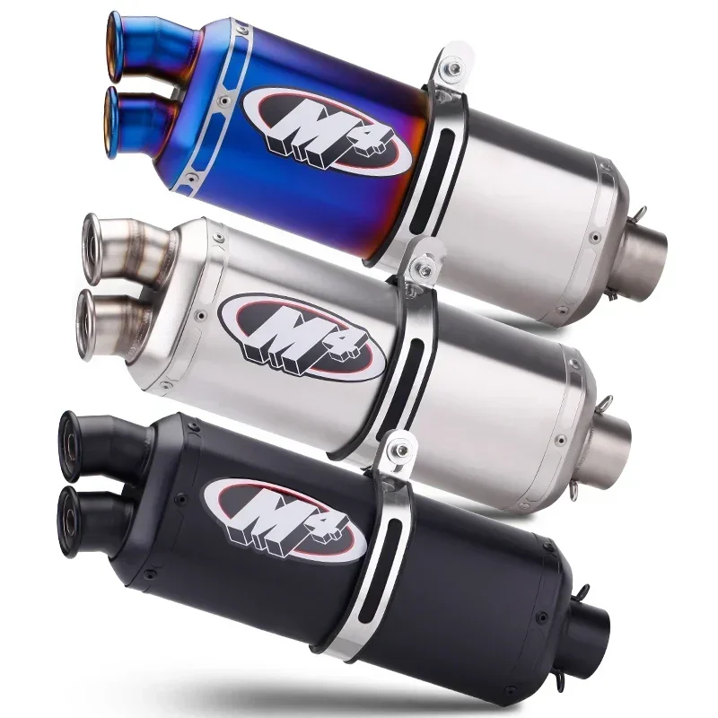 

Motorcycle Refitted Back Pressure Exhaust Pipe R2 Cbr500 Rowing 250 Ninja 400 Diamond Double Outlet Pipe 51mm Universal,