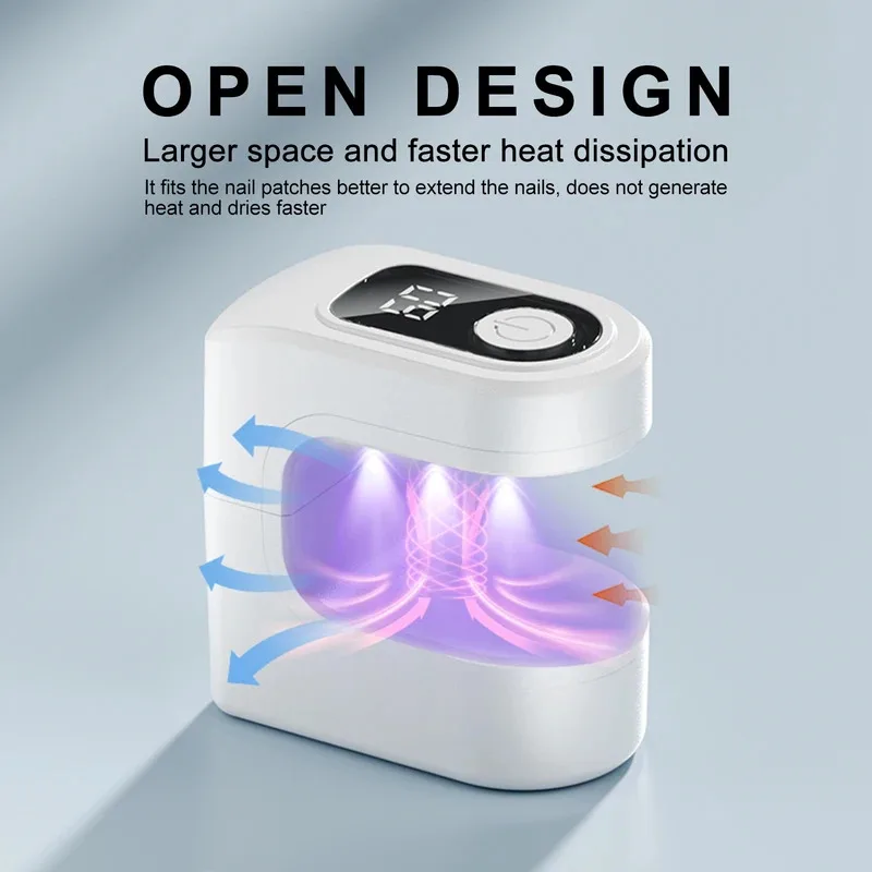 Mini Nail Dryer Quick Dry UVLED Gel Polishing Nail Lamp with LCD Display and 30/60S Timer Convenient USB Nail Lamp Curing Tool