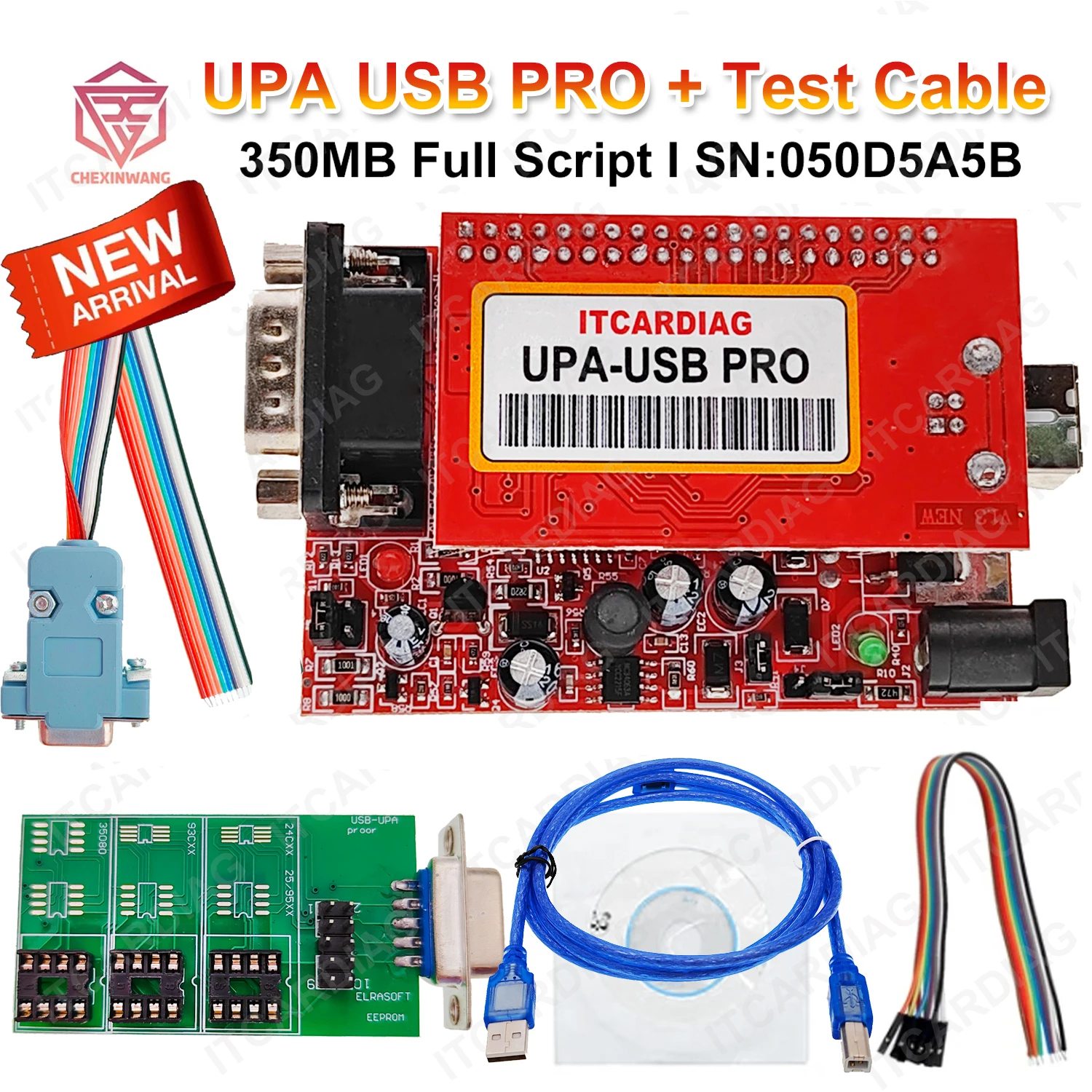 2024 UPA USB PRO V1.3 с тестовым кабелем SN:050D5A5B Настройка чипа ECU с полным сценарием 350 МБ Upa USB-программатора Полный адаптер Eeprom