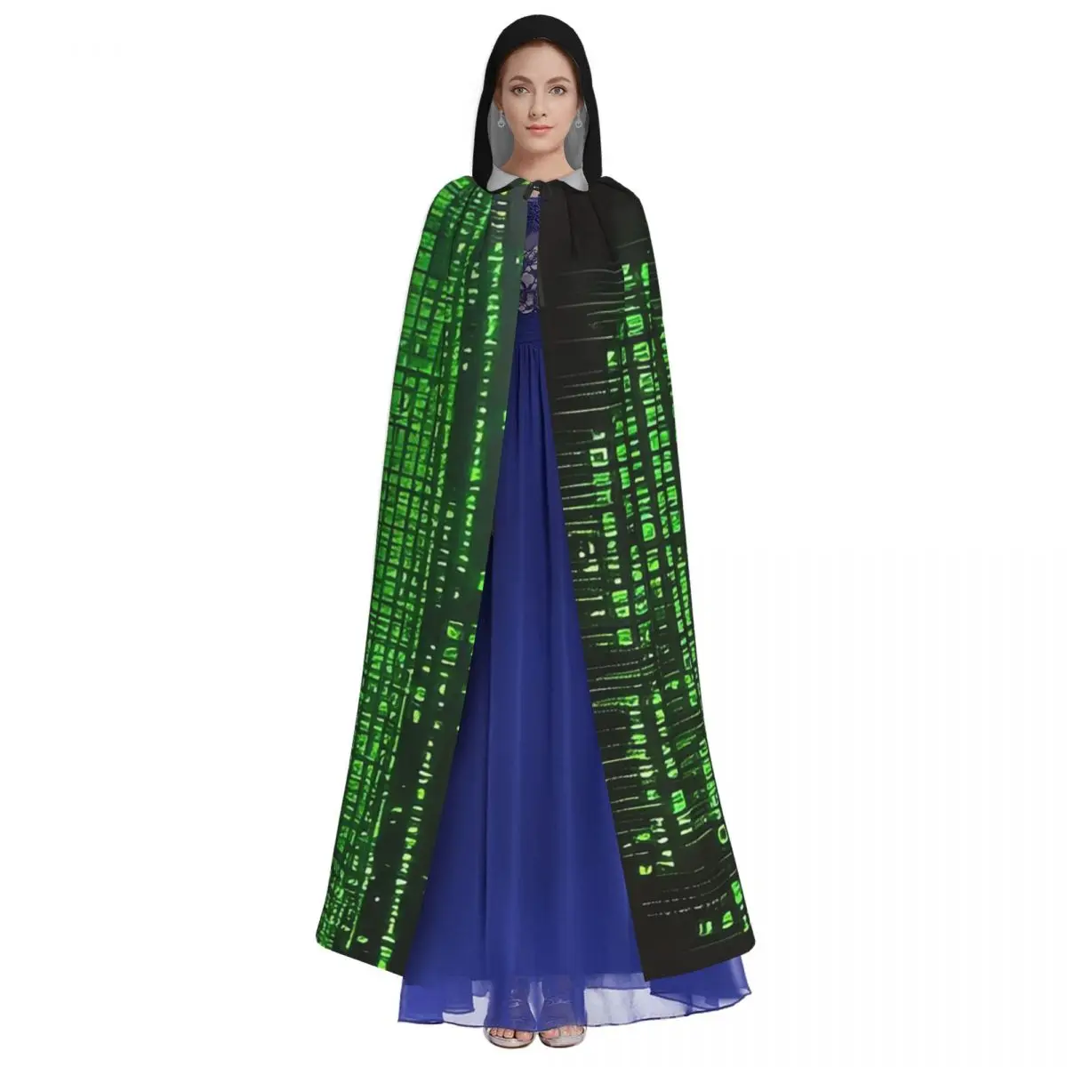 ديناميكية مصفوفة ثنائية رمز طويل مقنع عباءة ساحرة القرون الوسطى زي تأثيري كيب HalloweenParty الكبار للجنسين