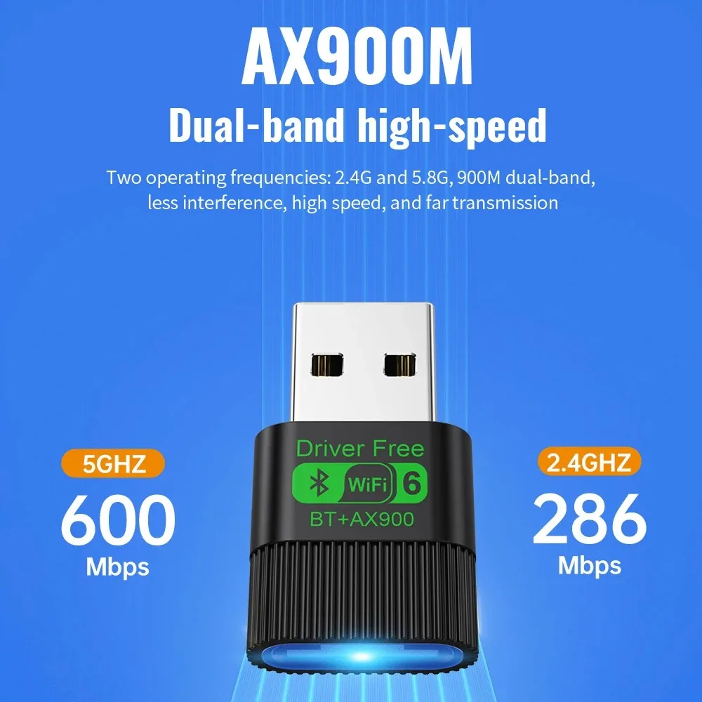 KEBIDU AX900 USB WiFi 6 Bluetooth 5.4 Adapter Dual Band 2.4G&5GHz USB Network Wireless WiFi Receiver Driver Free For Win 10/11