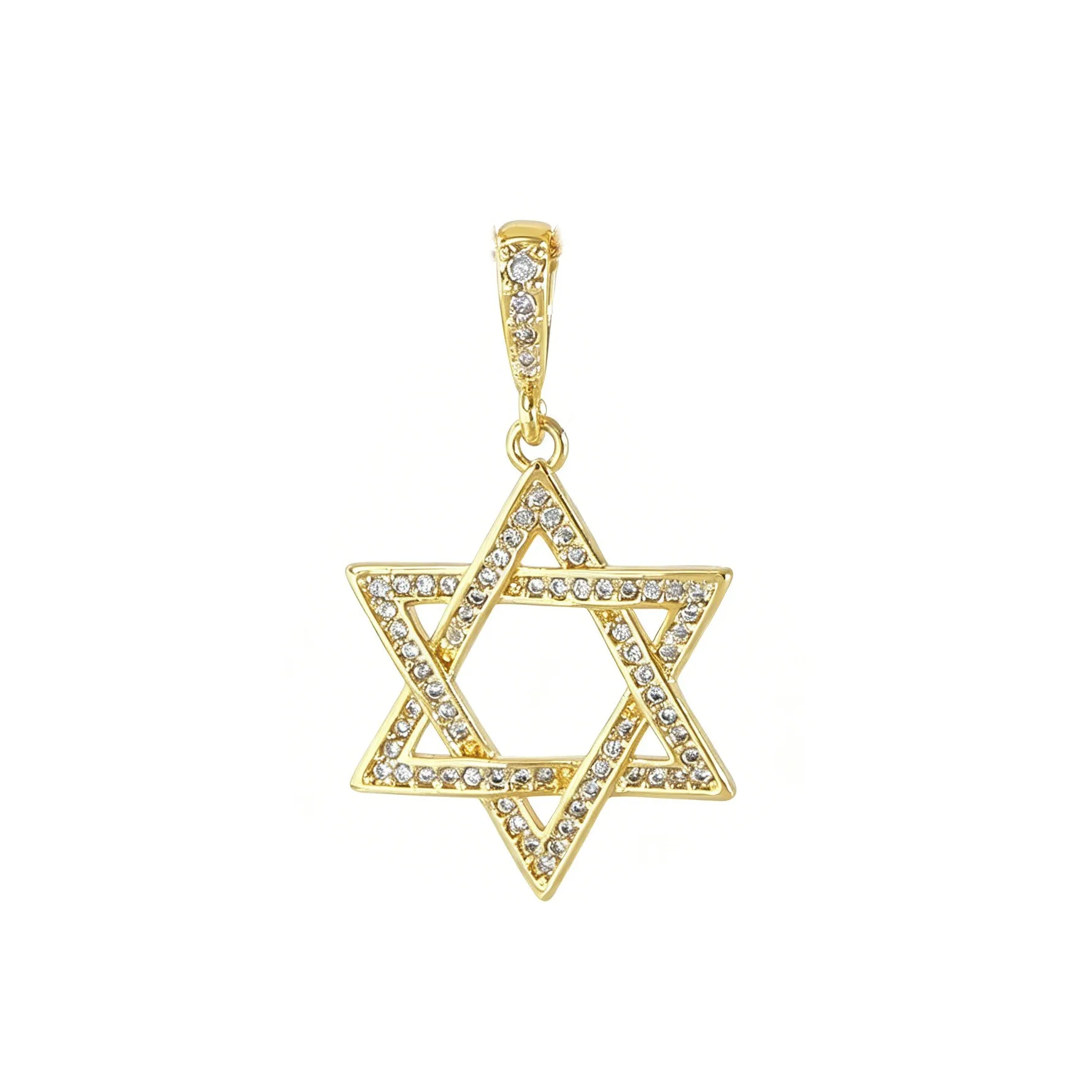 MHS.SUN 5Pcs/Lot Gold/Silver Color Star of David Pendant For Women Men Cubic Zircon Hexagram Charm For DIY Jewelry Making