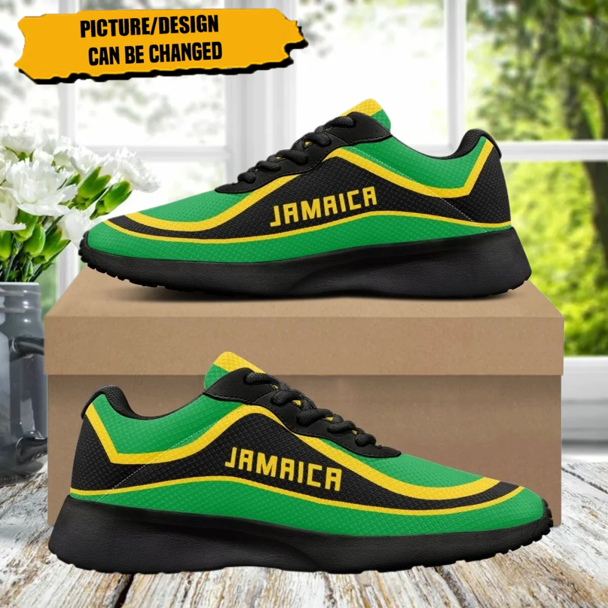 Fashion JAMAICA National Flag Pattern Flat Shoes Women Autumn Outdoor Sneakers Teen Casual Shoes Wear-Resistant Gym Tennis Shoes