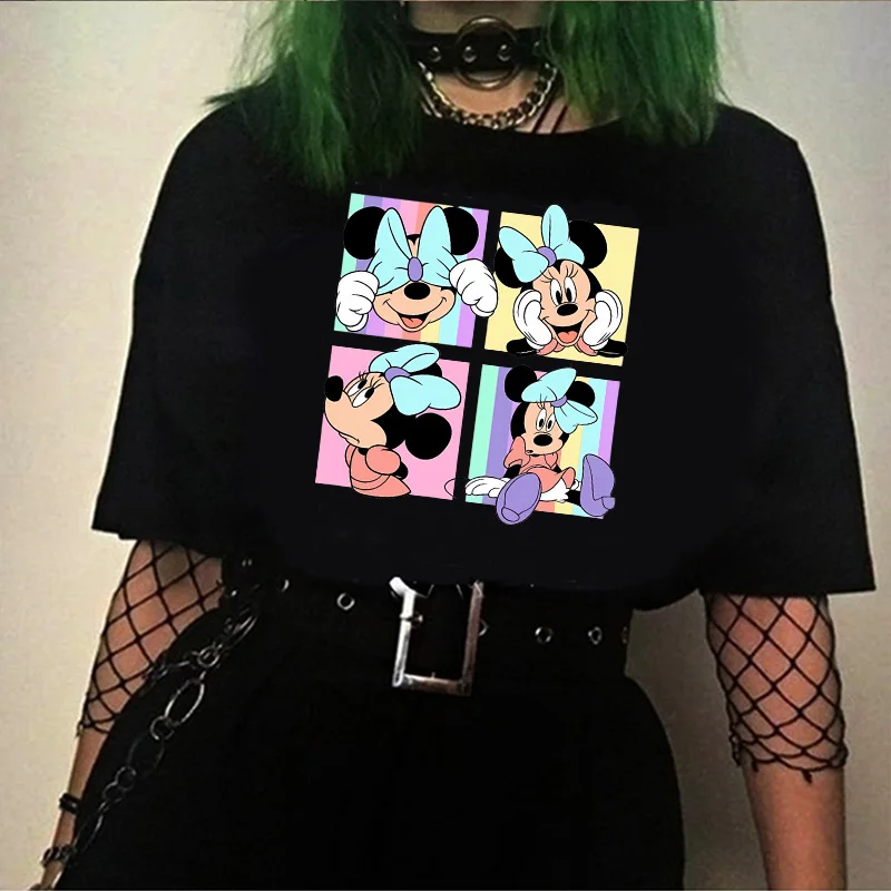 Cute T Shirts Funny Mickey Tshirt Minnie Mouse Cartoon T-shirt Women T Shirt Female Clothes Kawaii Disney