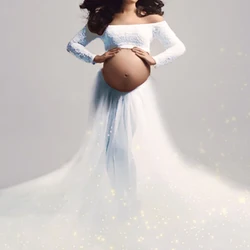 Vestidos de maternidad para sesión de fotos, vestido de encaje para fotografía de embarazo, manga larga, ropa para mujeres embarazadas, nuevo
