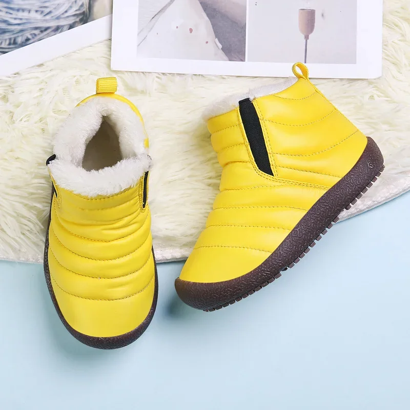 Boys' high quality 25-37 size snow boots winter style 2024 high-top warm cotton  waterproof and non-slip  shoes