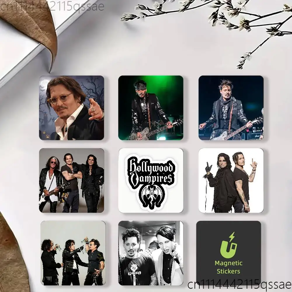 H-Hollywood Rise V-Vampires Black Square Plastic Fridge Magnet for Magnetic Sticker No Trace Left Durable Smooth Textured