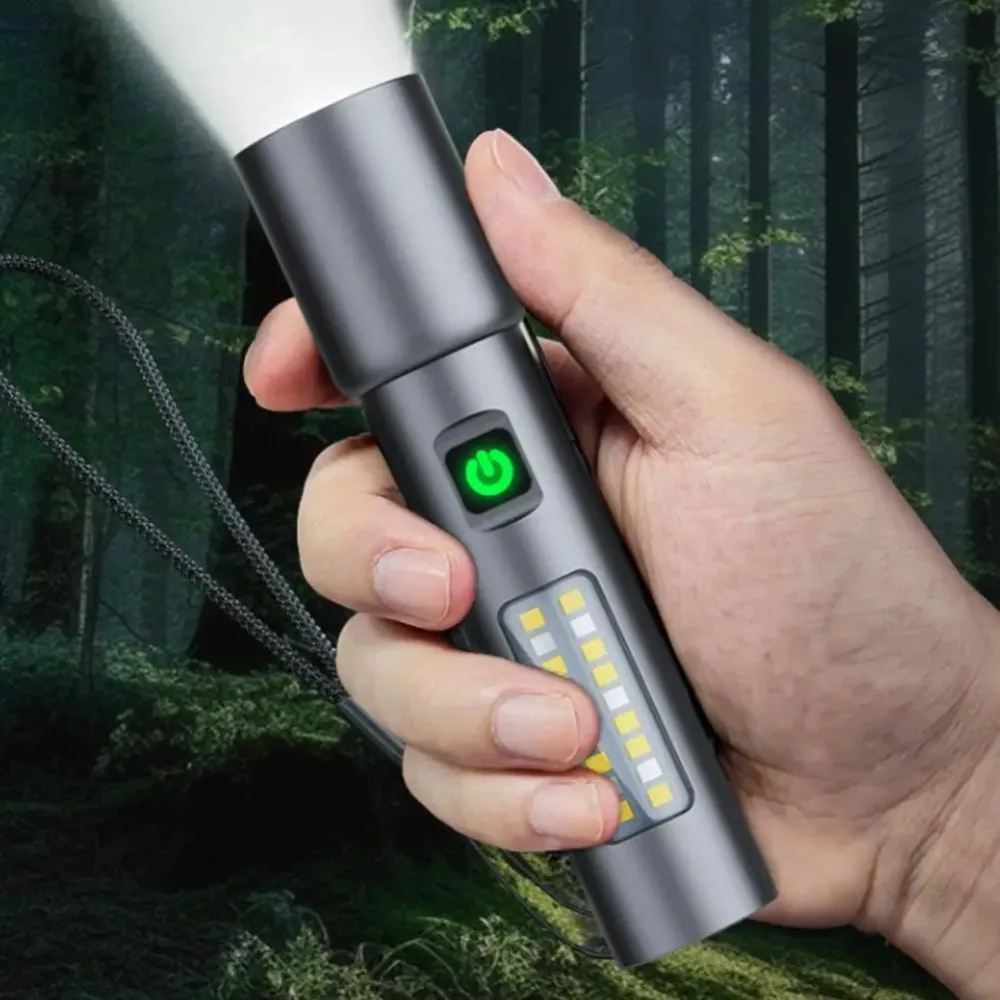 lanterna-led-portatil-com-zoom-corpo-em-liga-de-aluminio-carregamento-tipo-c-com-luz-cob-lateral-indicador-de-energia-tocha-para-camping-ao-ar-livre