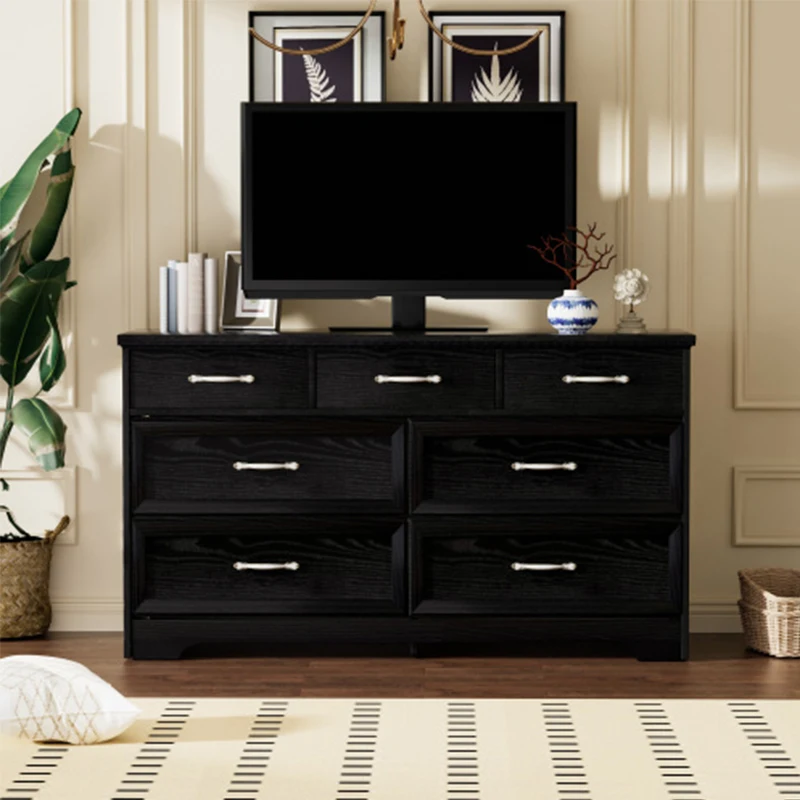 Modern 3 Drawer Bedroom Chest of Drawers with 7 Drawers Dresser,Pulls for Living Roy, Blackom, Bedroom, Hallwa