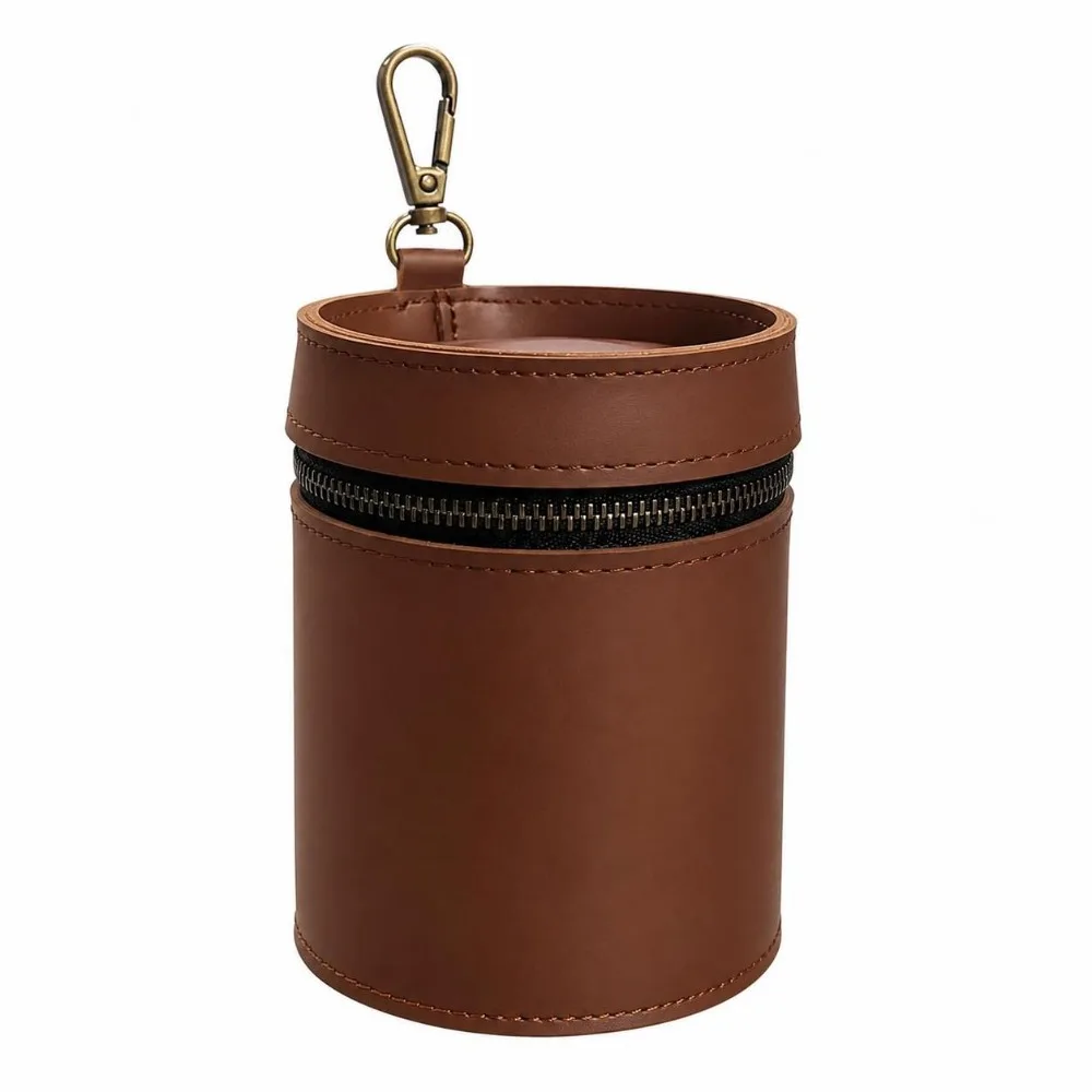 Gifts PU Leather Coin Bank Zipper Closure Round Cylinder Shape Coin Purse Coin Slot Vintage Style Coin Storage Pouch Daily Carry