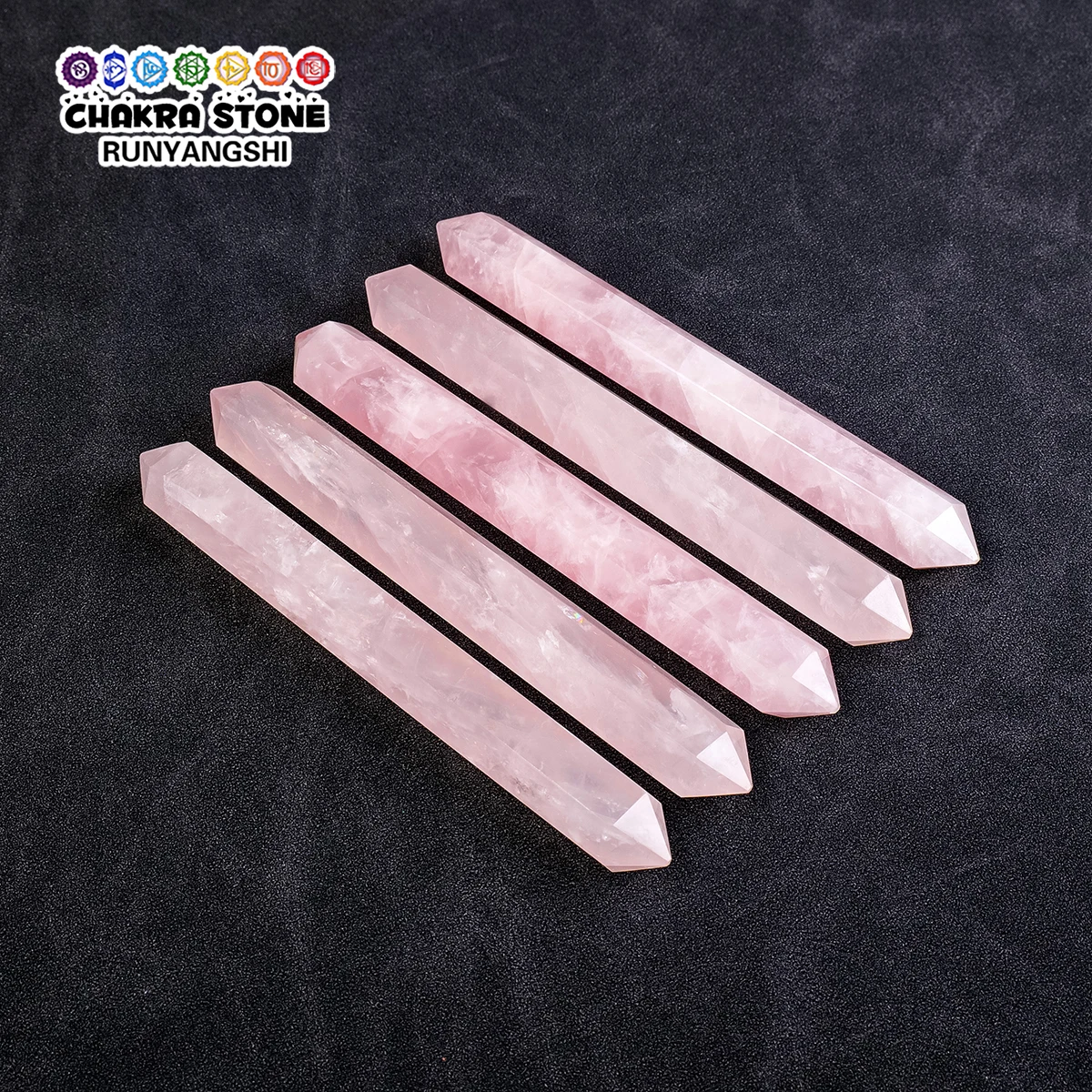 

1PC Natural Rose Quartz Hexagonal Prism Double Pointed Head Crystal Gem Wand Home Decor Healing Absorbing Energy Crafts Gift