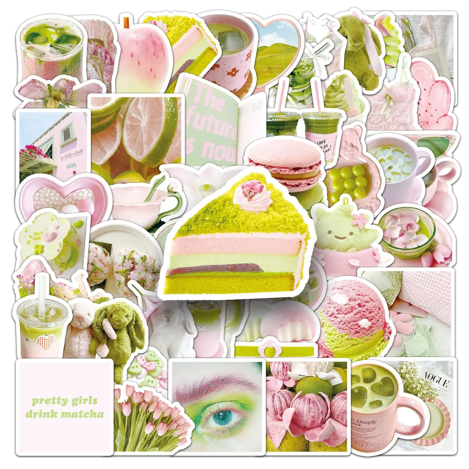 

10/51PCS Pink Green Ins Style Graffiti Stickers Small Fresh Decoration Handbooks Phone Cases Waterproof Stickers Kids Toy