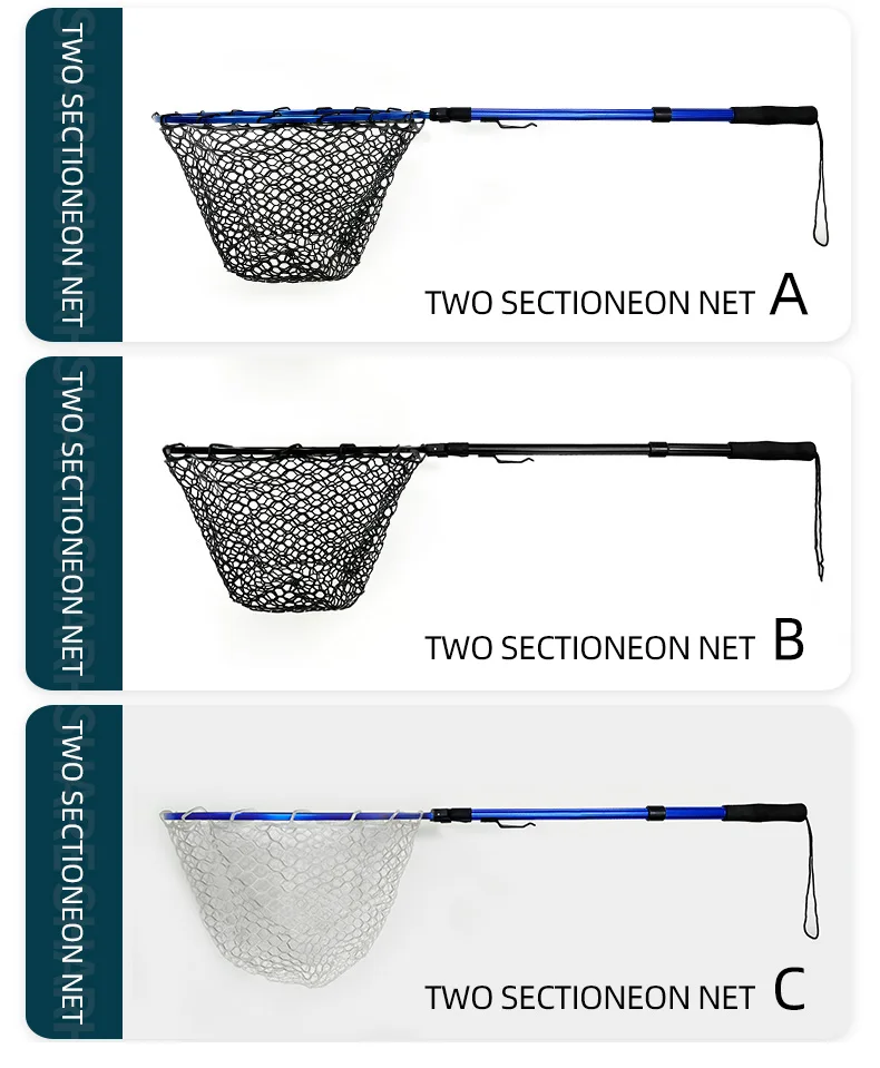 ShareShark Ultraleichtes Tragbares Weiches Gumminetz mit Aluminiumlegierungsgriff, Faltbares Fliegenfischer-Landungsnetz Angelzubehör – Detail 12