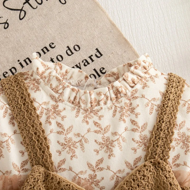 فستان أنيق على الطراز الكوري للفتيات من HoneyCherry: وصول خريف جديد، فستان الأميرة للفتيات، تنورة مكونة من قطعتين بأكمام طويلة