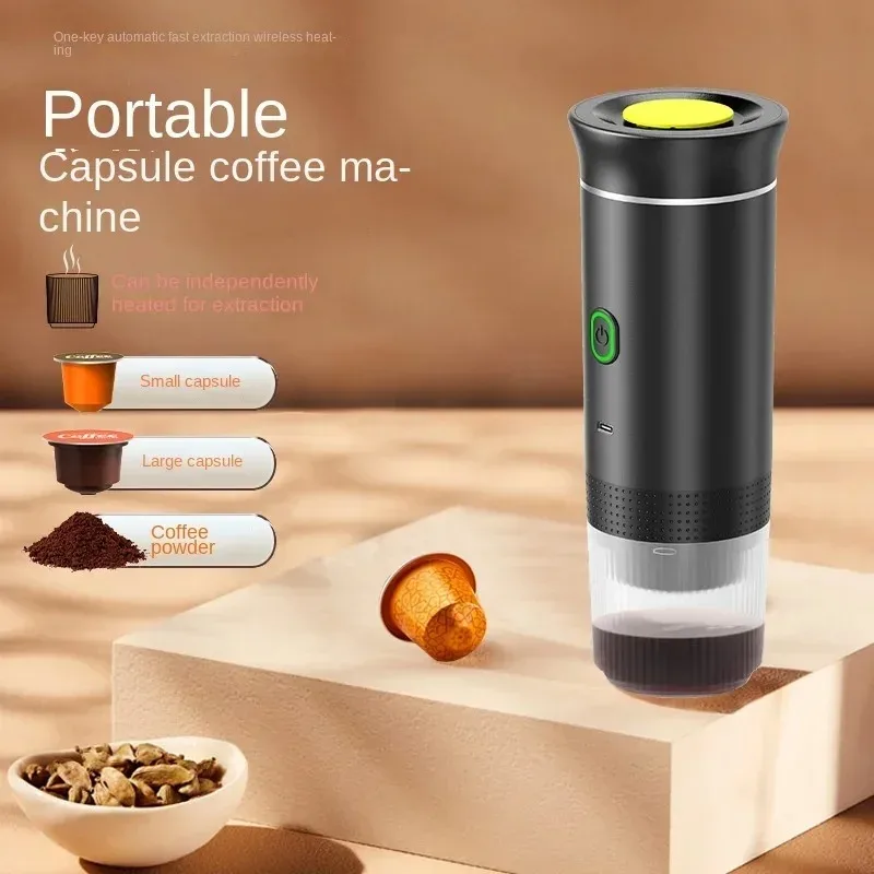 1pc Portable Wireless Electric Espresso Coffee Machine For Travel Car Home Camping Coffee Maker 3n1 Capsule Powder Coffee Maker