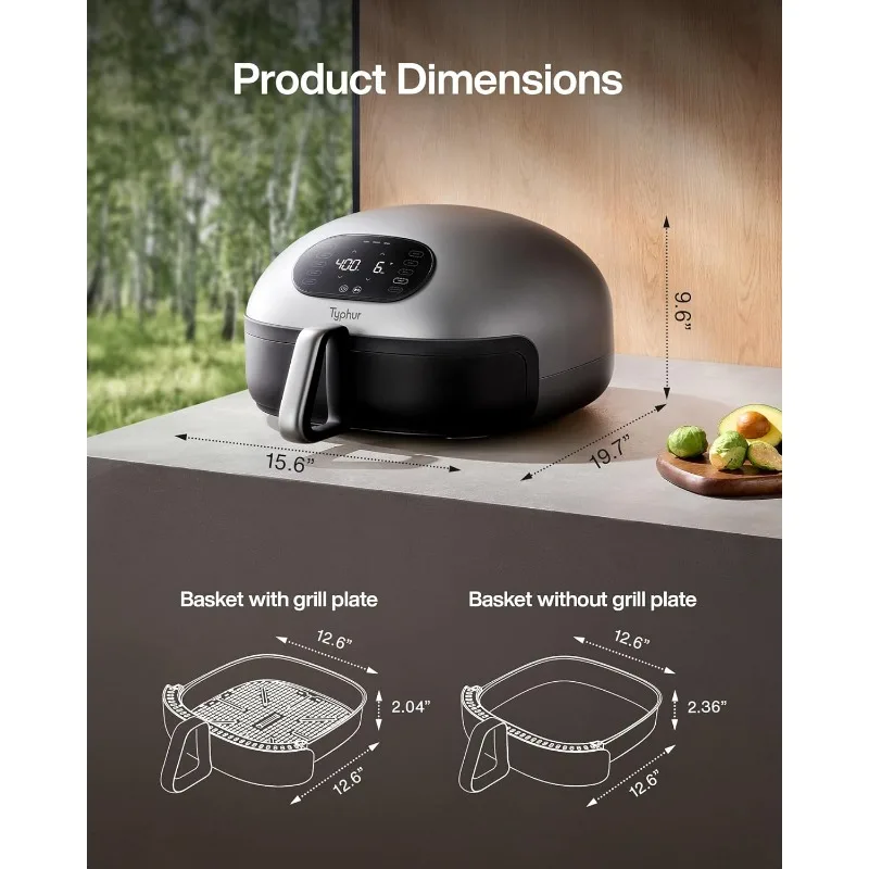 Dome freidora de aire, la freidora de aire grande de cocina más rápida con flujo de aire superior, freidora de aire digital inteligente de autolimpieza