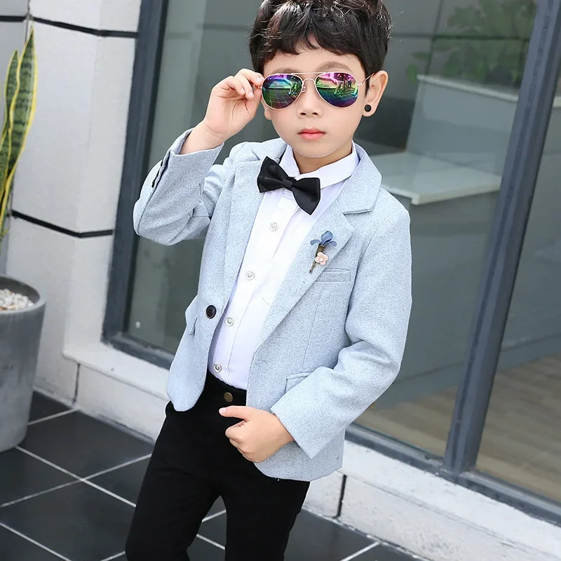 Children's Blazers Coat Autumn Spring Solid Color Suit Jackets For Boys  Kid's Loose Host Performance Outerwear Clothes H38