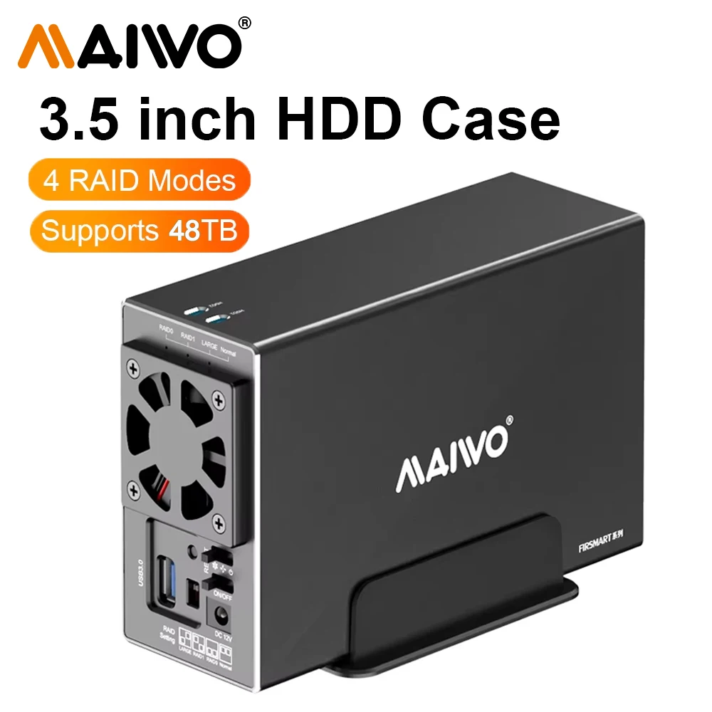 

MAIWO 2.5/3.5 Inch SATA RAID HDD Docking Station Dual Bay External Hard Drive RAID Enclosure USB3.0 Up to 5Gbps Capacity Case