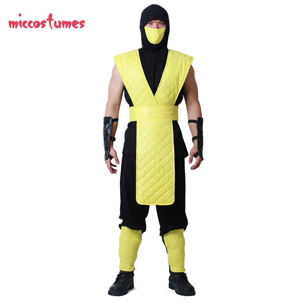 Ninja Yellow Fighter Halloween Scorpion Cosplay Costume Fighting Suit Halloween Scorpion Cosplay Costume Set