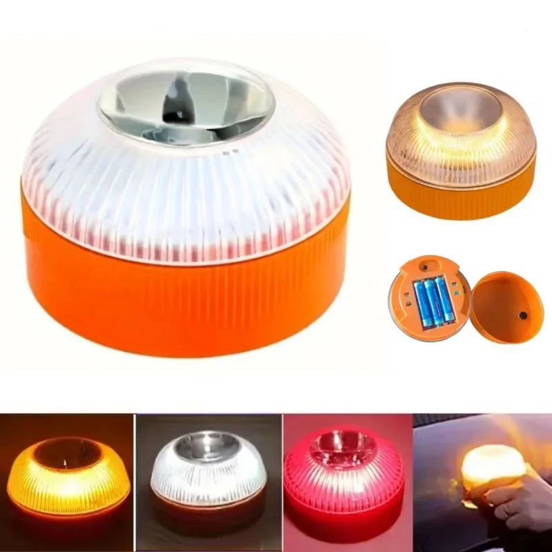 

LED Car Emergency Light Flashlight Red Magnetic Induction Yellow Light Strobe Road Accident Lamp Beacon Safety Need Battery