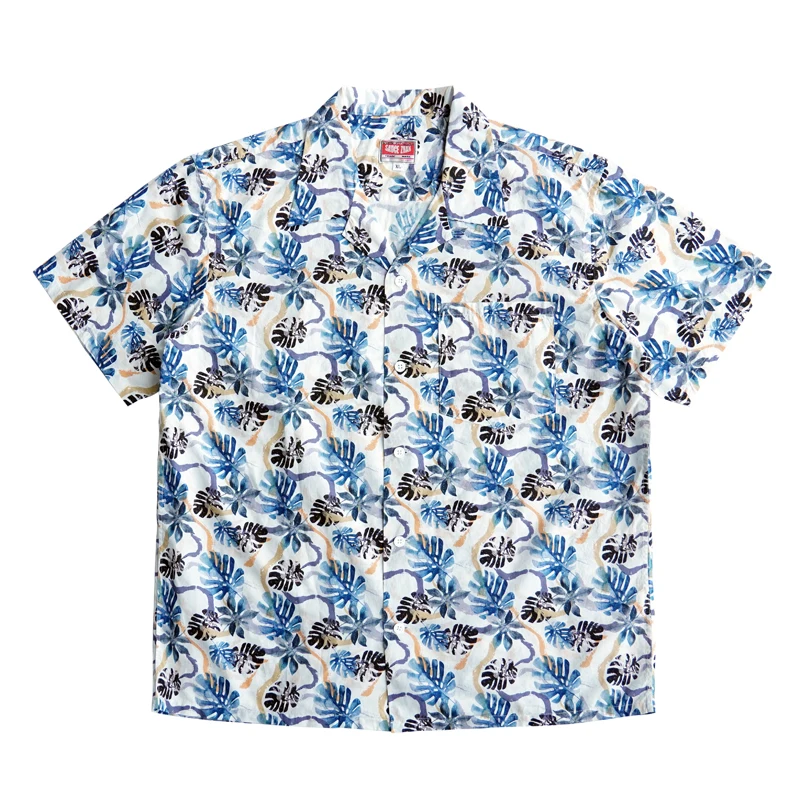 Sauce Zhan Aloha Shirt Hawaiian Shirt Men Summer Short Sleeve Cusual Shirt Sunshine Beach Streetwear foliage printf Loose Fit