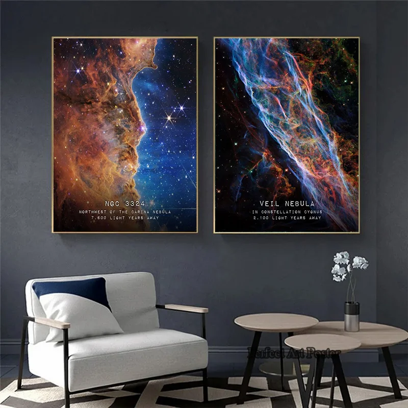 Cosmic Galaxy Coordinates Canvas Posters and Prints Space View Modern Art Painting on The Wall Art Picture for Home Room Decor