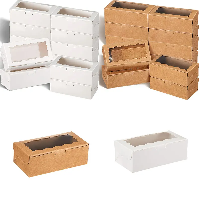 20/30 peças de mini caixa de papel kraft com janela transparente para sabonete, doces, casamento e caixa de presente para festa de aniversário