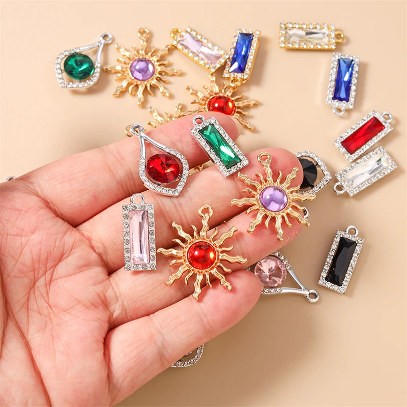 20 Stück zarte rechteckige Sonnenanhänger aus Kristall für die Schmuckherstellung, Tropfenohrringe, Halsketten, Armbänder, DIY-Bastelzubehör – Detail 2