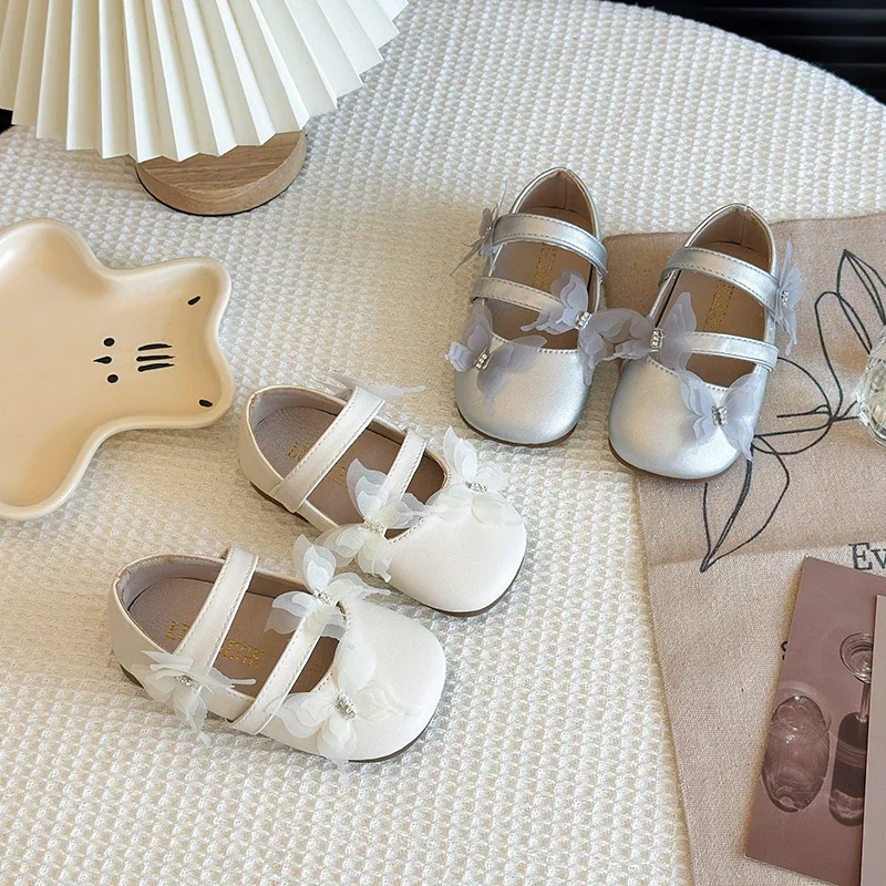 

2025 Autumn New Children Princess Shoes for Girls Fashion Korean Style Soft Bottom Anti-slippery Versatile Casual Party Shoes