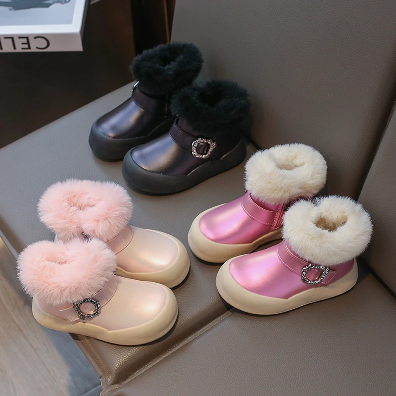 

Girls' Thick Snow Cotton Boots 2025 New Autumn and Winter Children's Girls' Snow Boots Korean Version Soft Soled