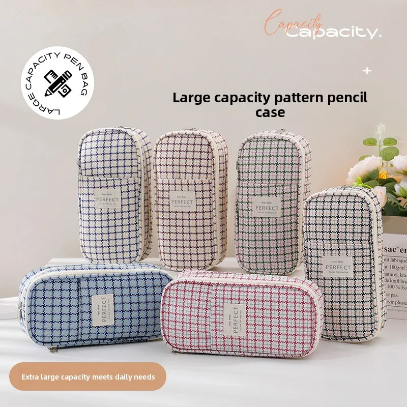 The New Double Layer Large Capacity Pen Bag Is Ins High Appearance Horizontal Multifunctional Composite Cloth Pen Box