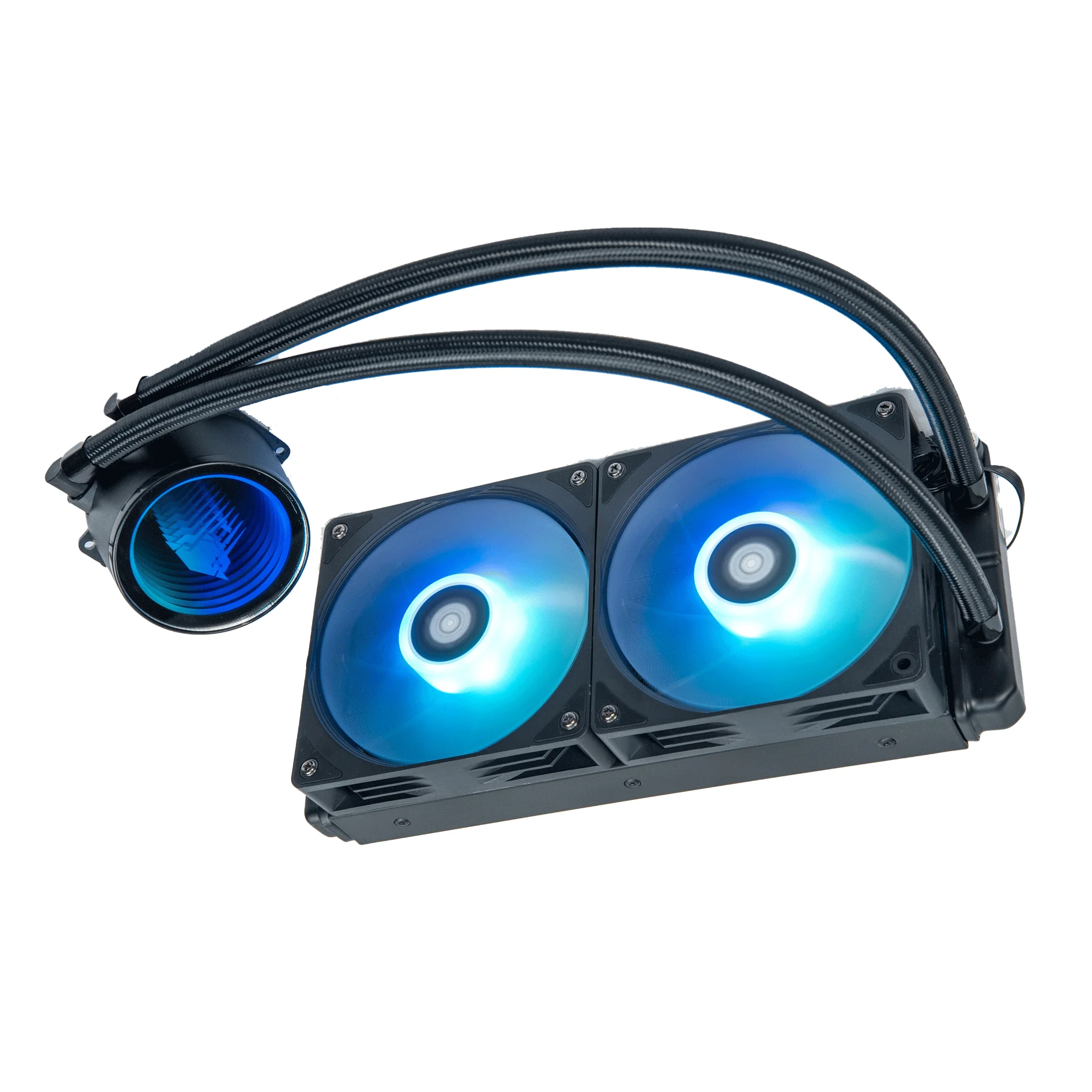 

Цифровой RGB-вентилятор для корпуса ПК, высококачественный кулер, 240 ARGB, цифровой водяной охладитель, черный, с двумя вентиляторами, радиатор