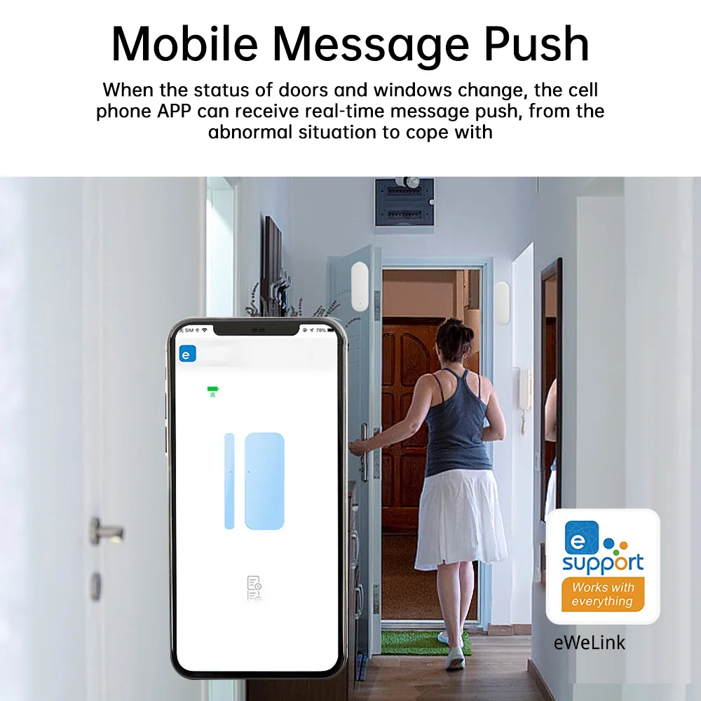 Imagem -04 - Alarme Magnético de Porta e Janela Suporte Tuya Wifi Ewelink Zigbee Monitoramento Remoto Sensor de Porta Aberta Anti-roubo
