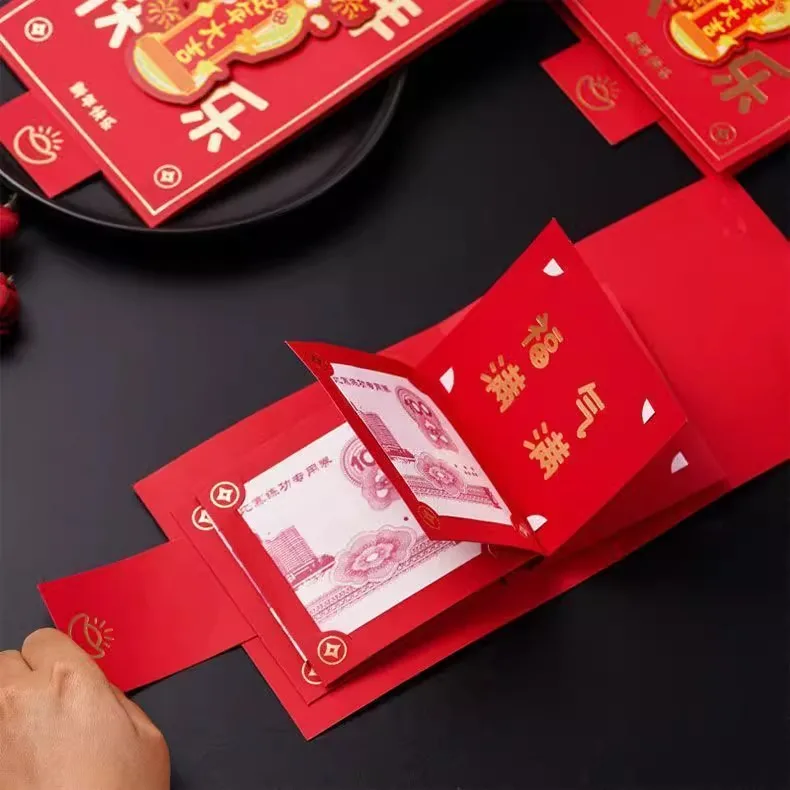 2025 New Creative Chinese Red Envelope New Year Gift  Bring Good Luck Chinese Zodiac Snake Year Hong Bao Available to Pull