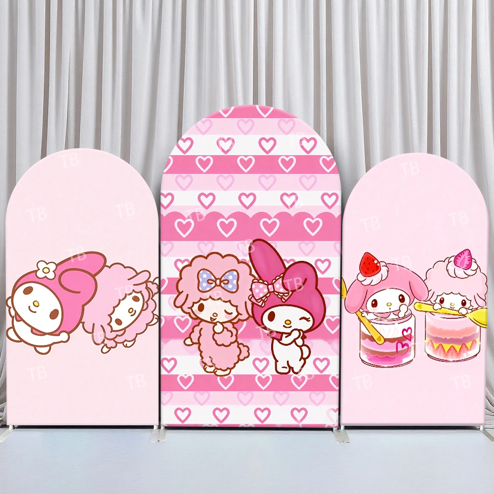 

Sanrio My Melody Pink Sweet Style Arch Backdrop Cover Lovely Festive Scene For Kids Birthday Baby Shower Photo Booth Decor