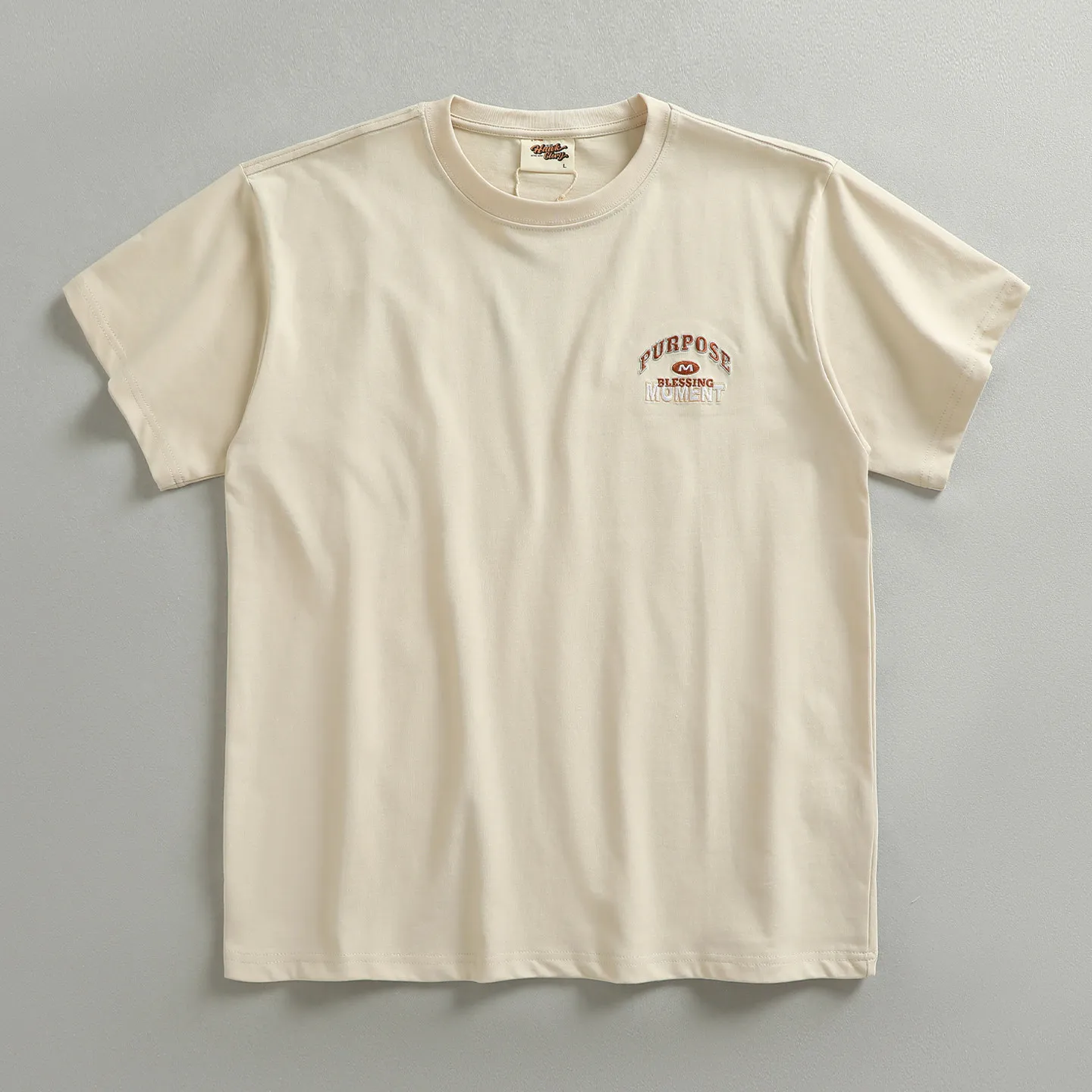 2902# Summer New American Retro Short-sleeved O-neck Letter Embroidery T-shirt Men's Simple 100% Cotton Washed Casual Sport Tops