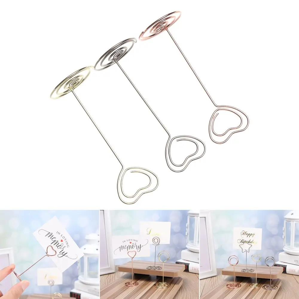 

Fashion Romantic Desktop Decoration Wedding Supplies Heart Shape Photos Clips Place Card Clamps Stand Table Numbers Holder