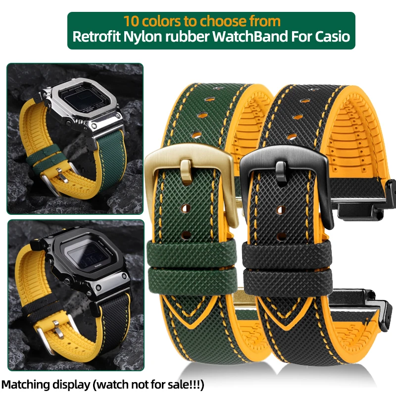 Ремешок для часов GM-5600 для Casio G-shock Dw5600 gw-m5610 Gw-b5600 GA2100 GM2100, спортивный нейлоновый резиновый ремешок для часов, мужской модифицированный Ремешок для часов GM-5600 для Casio G-shock Dw5600 gw-m5610 Gw-b5600 GA2100 GM2100, спортивный нейлоновый резиновый ремешок для часов, мужской модифицированный