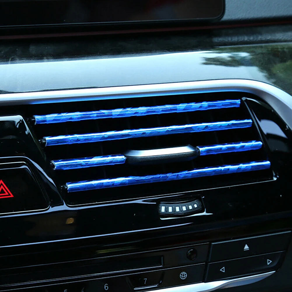 10 Pcs Colorful Car Accessories DIY Car Interior Air Conditioner Outlet Vent Grille Chrome Decoration Strip Silvery Car styling