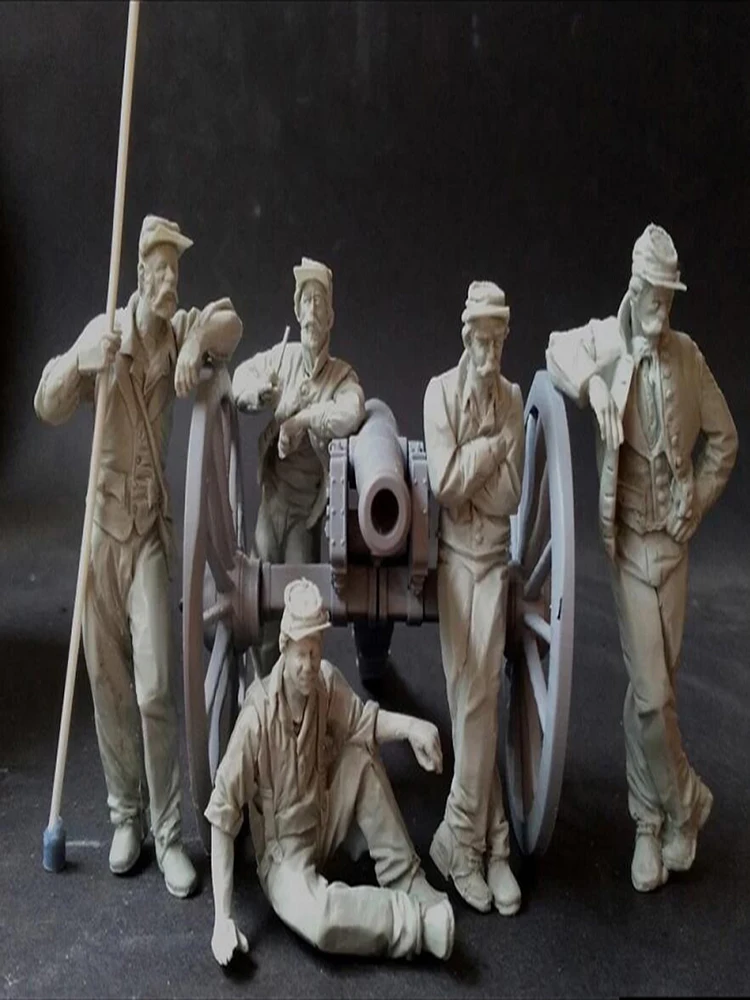 

1/24 Artillery Crews at Rest (5 figures cannon accessories) Resin figure Model kits Miniature soldier Unassembled Unpainted