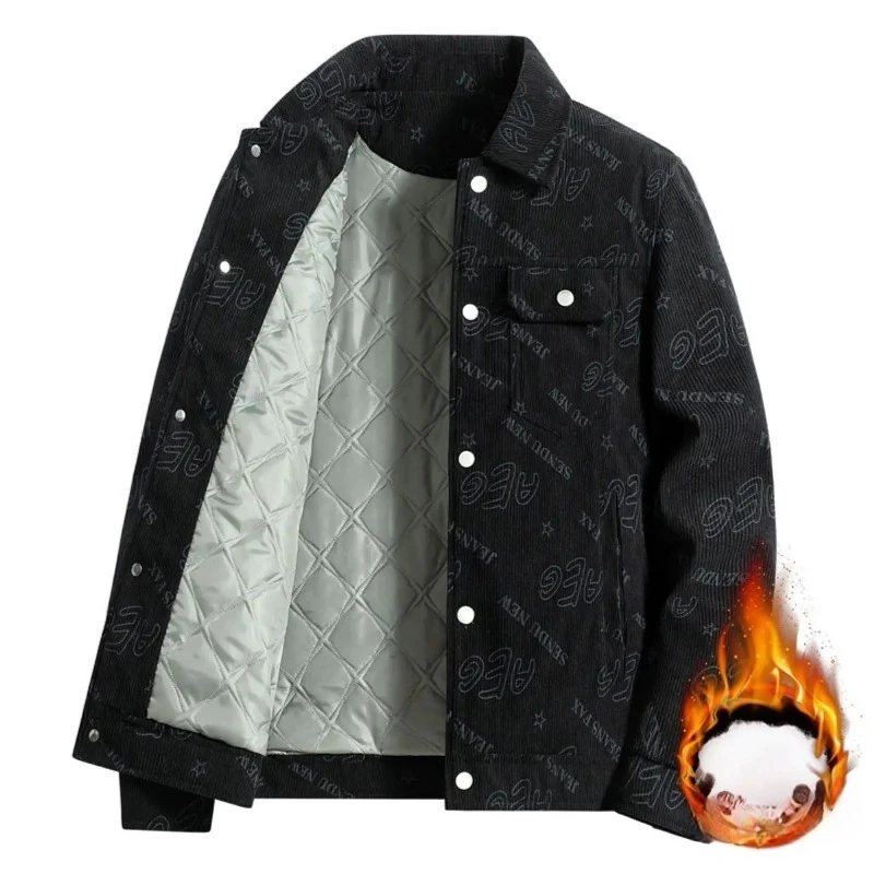 

Men's Corduroy Jacket Korean Version Trendy Casual Lapel Collar Thick Cotton Business Coat Men Outerwear Men Clothing