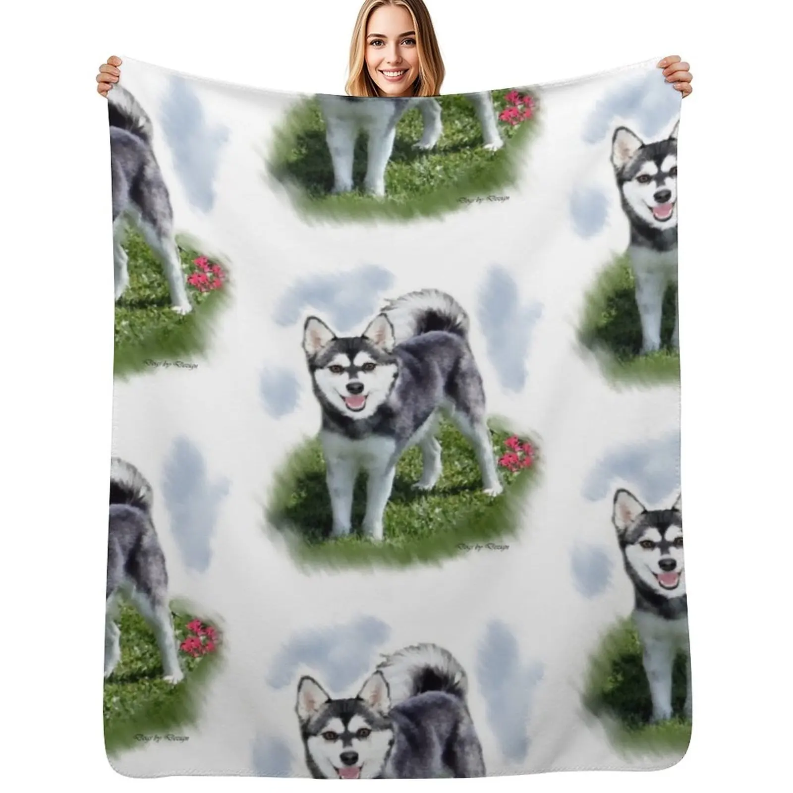

Alaskan Klee Kai Dog Lovers Art Throw Blanket Decoratives halloween Fashion Sofas Soft Plush Plaid Blankets