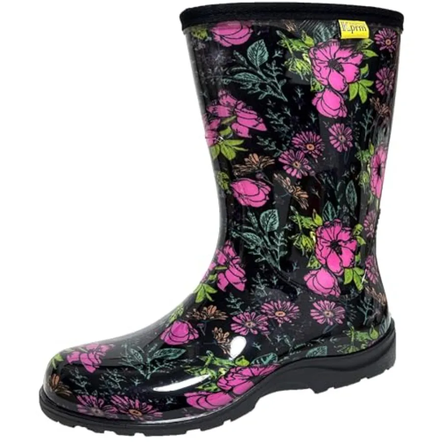 

Women's Rain Boots Waterproof Mid Calf Rubber Garden Boots for Women Outdoor Mud Work with Comfort Insole