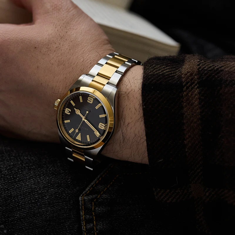 Baltany S4035G 39 مللي متر الذهب اكسبلورر الساعات للرجل الفاخرة NH38 ساعات المعصم الميكانيكية الياقوت كريستال مقاوم للماء فستان ساعة #4