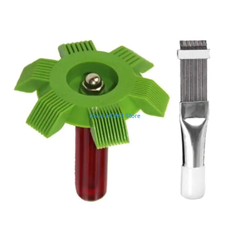 A5YD 2pcs/set Air Conditioning Cleaning Comb Radiator Evaporator Fin Straightener Cleaner Brush